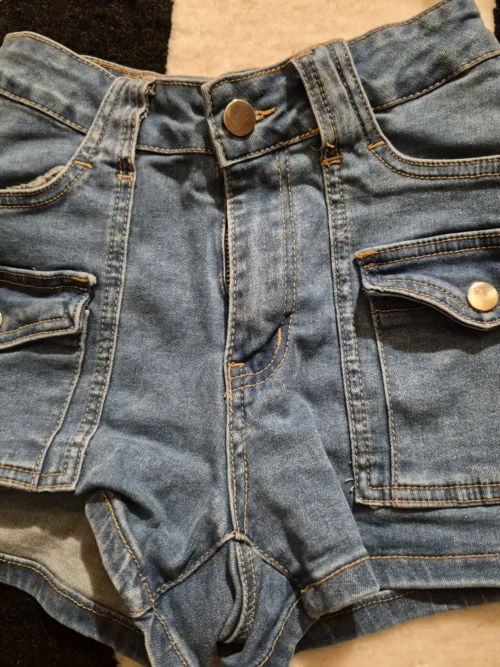 Button-Front Light Blue Denim High-Rise Women's Shorts (3 Pairs For $15)
